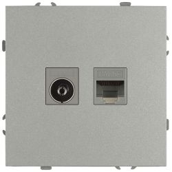 Розетка ЭРА Galaxy 15-3110-03 комбинированная RJ45+TV IP20 алюминий | Эра Galaxy