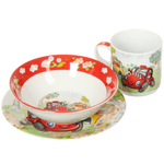 Набор посуды керам, 3 шт, Гонки, тар 17,5см,сал 15см,круж 230мл, Daniks, C390