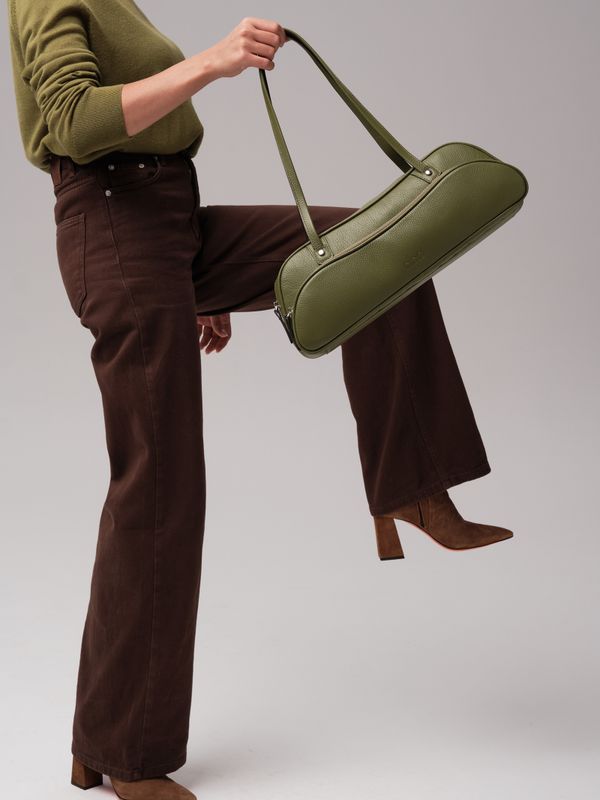 Женская кожаная сумка DBR 31186 зеленая водоросль