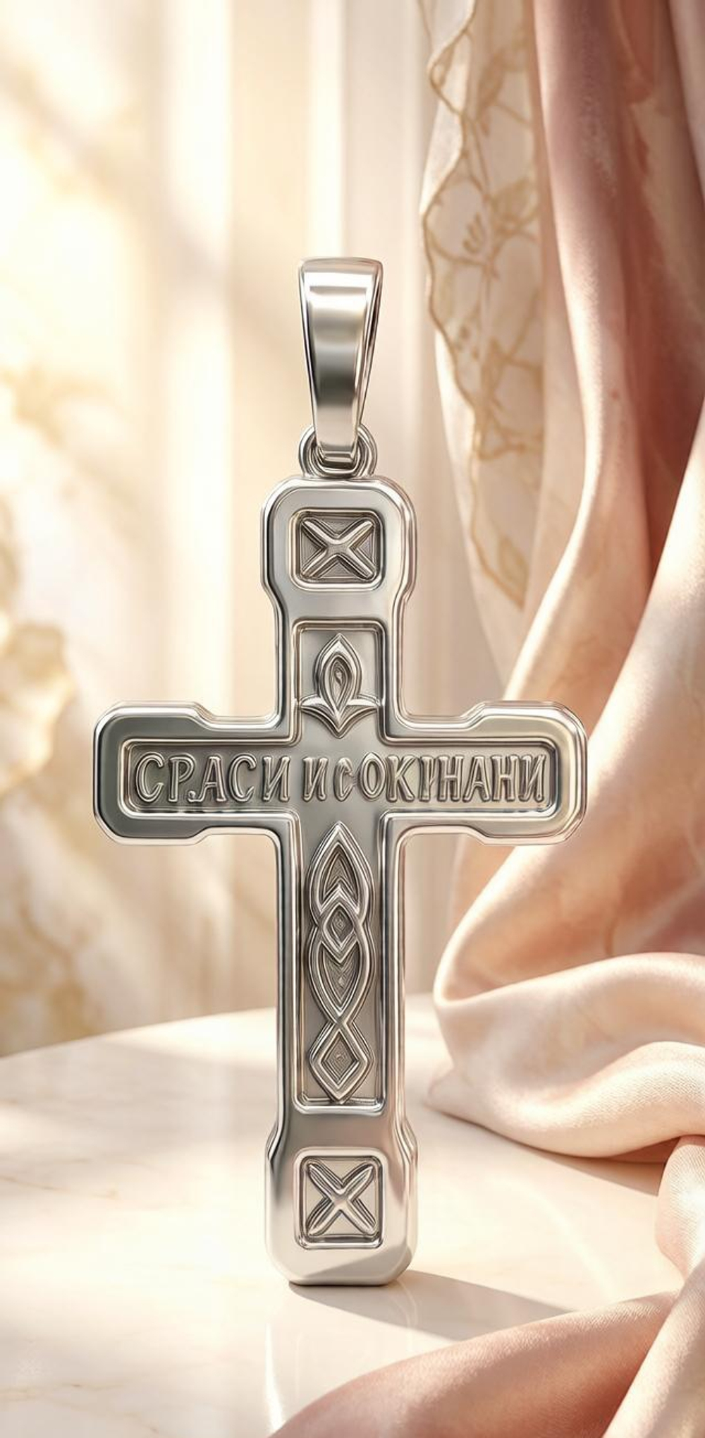 Ювелирный крест из серебра 925 пробы