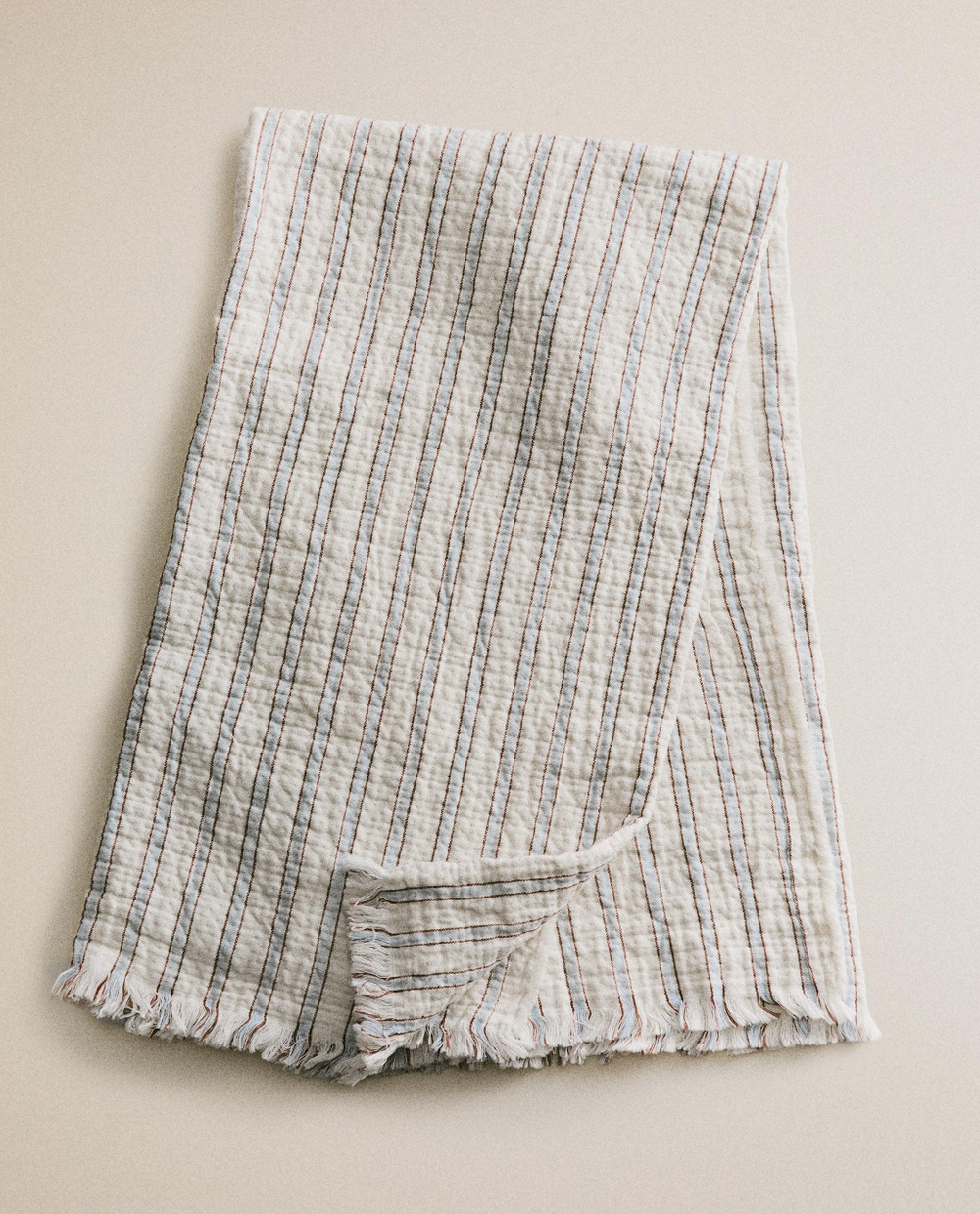 Zara Home плед детский из хлопка, синий, в полоску, 90x120 см