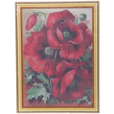 Алмазная мозаика на подрамнике с полным заполнением «МИР ЯРКИХ КРАСОК», маки, 30*40см