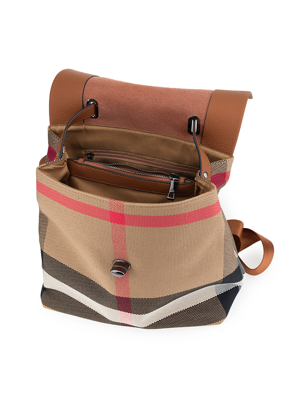 3603BROWN Рюкзак жен., иск.кожа + текстиль