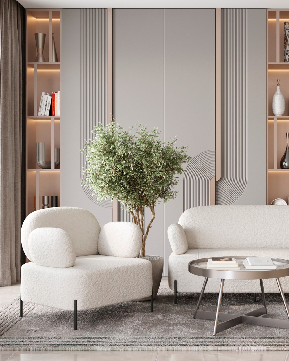 Кресло Кэнди ткань букле белый