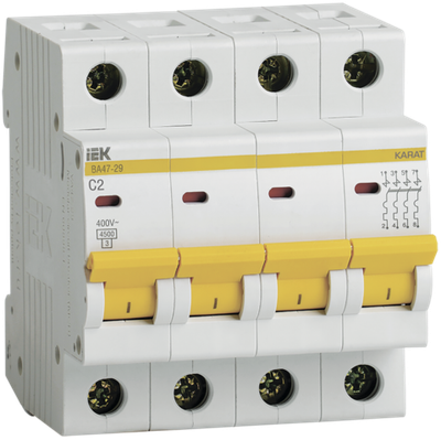 KARAT Автоматический выключатель ВА47-29 4P C 2А 4,5кА IEK