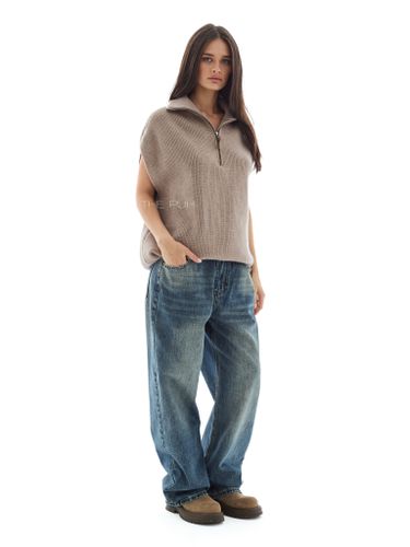 Вязаный жилет на молнии в цвете капучино