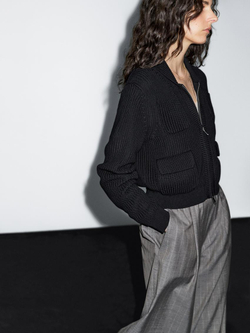 Massimo Dutti Кардиган с застежкой-молнией, темно-синий