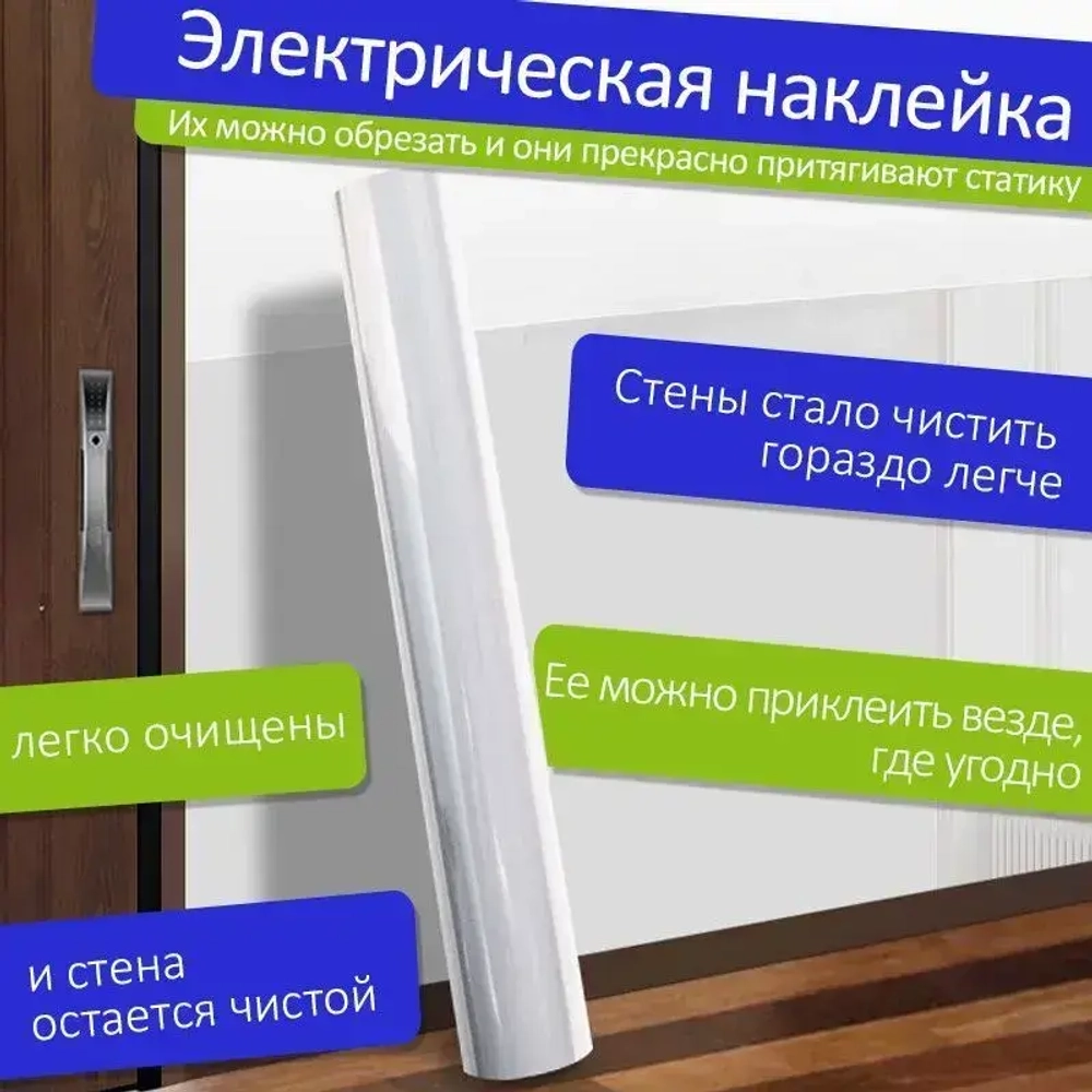 Универсальная, плотная, прозрачная электростатическая настенная пленка для мебели и стен, для фартука кухни от масла и жира, без клея, не вредит стене, 60х300 см