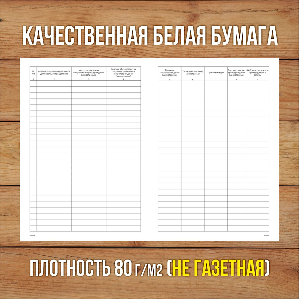 5 шт Журнал учета микроповреждений (микротравм) работников