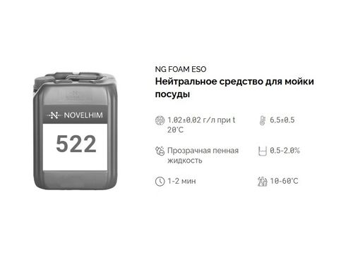 522 NG Foam Eso Нейтральное жидкое средство для мойки посуды для (для дозирующих систем). Канистра 10л.