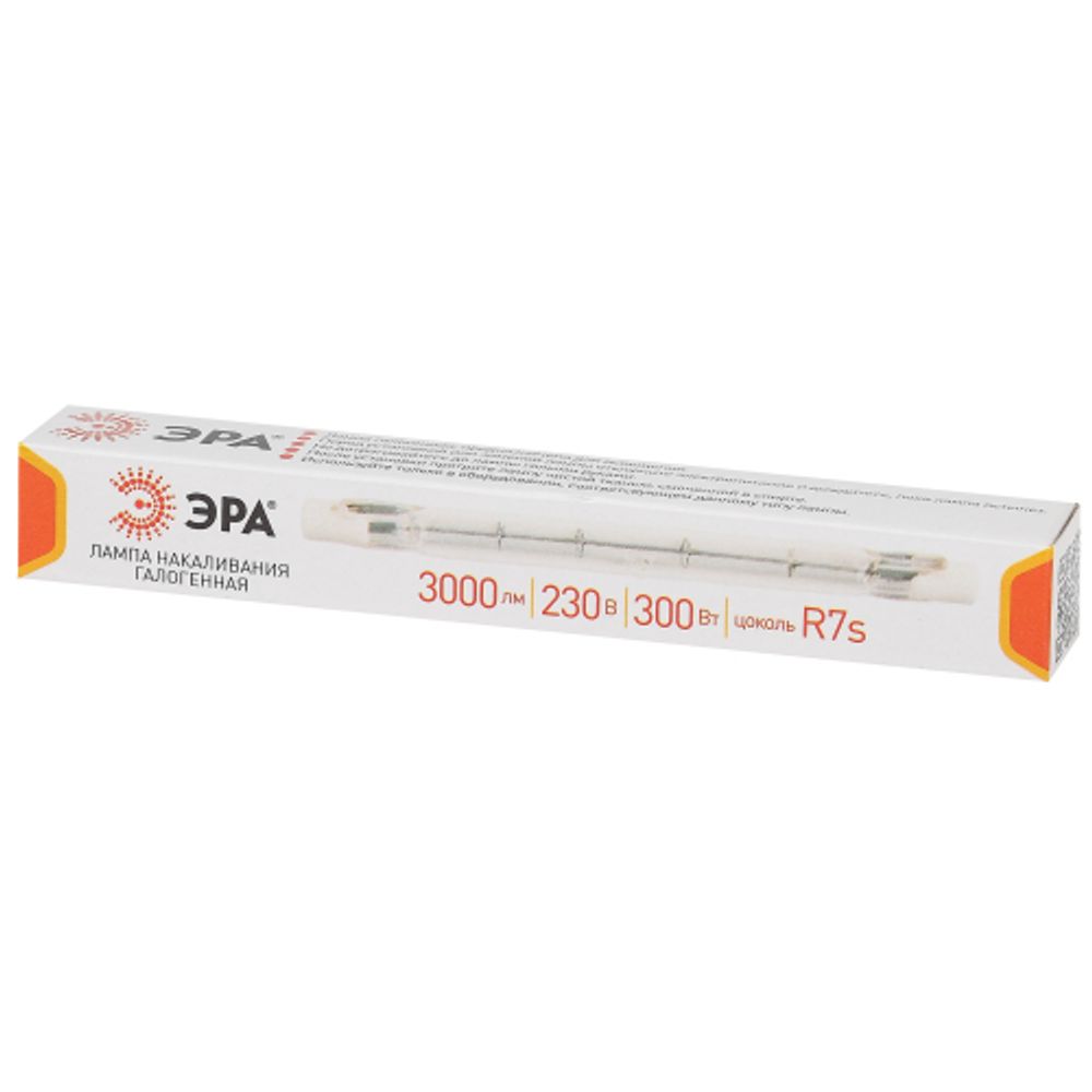 Лампочка галогенная ЭРА J118-300W-R7s-230V R7s 300Вт трубка теплый белый свет