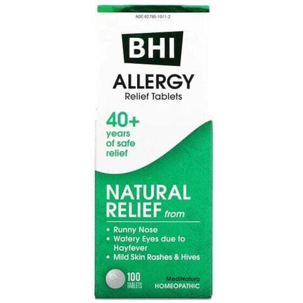 От аллергии MediNatura, BHI, средство для облегчения аллергии, 100 таблеток