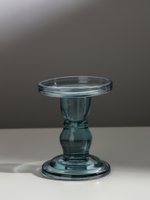 Подсвечник стекло "Подиум" д-2 и 7 см дымка 8,5х8,5х11 см