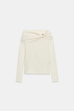 ZARA ТОП ИЗ МЯГКОЙ ТКАНИ С ПРЯЖКОЙ, ЭКРЮ