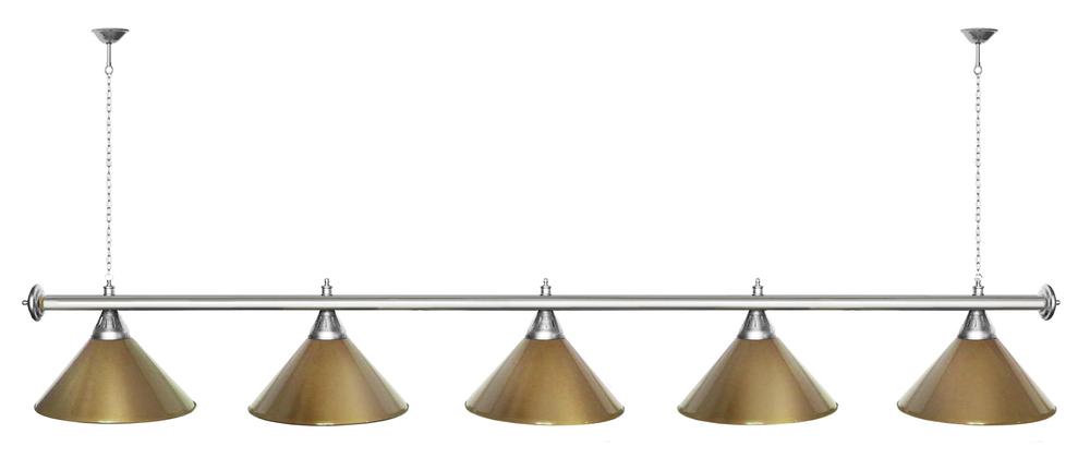 Лампа STARTBILLIARDS 5 пл. (плафоны зеленые,штанга зеленая,фурнитура золото)