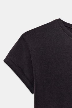 ZARA ФУТБОЛКА ОБЛЕГАЮЩЕГО КРОЯ С КОРОТКИМИ РУКАВАМИ, КОРИЧНЕВЫЙ