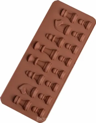 Форма для льда и кондитерских украшений Доляна «Шахматы», 20,6×8,8 см, 16 ячеек, цвет шоколадный