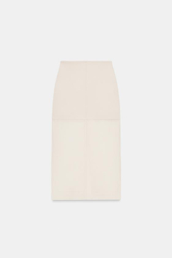 ZARA ПРЯМАЯ КОМБИНИРОВАННАЯ ТРИКОТАЖНАЯ ЮБКА, ЭКРЮ