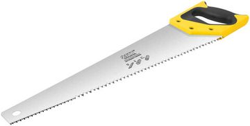 Ножовка по дереву, крупный каленый зуб 3 ТPI с запилом 7 ТPI, 2D заточка, пласт.прорезинен.ручка 500 мм