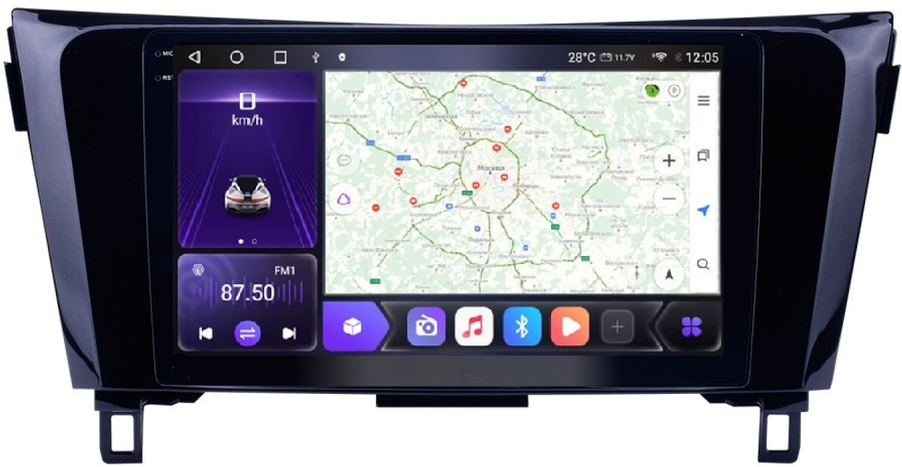 Магнитола для Nissan X-Trail T32, Qashqai J11 2014-2022 (рамка маленькая) - Carmedia OL-1675 QLed+2K, Android 12, TS10, CarPlay, 4G SIM-слот