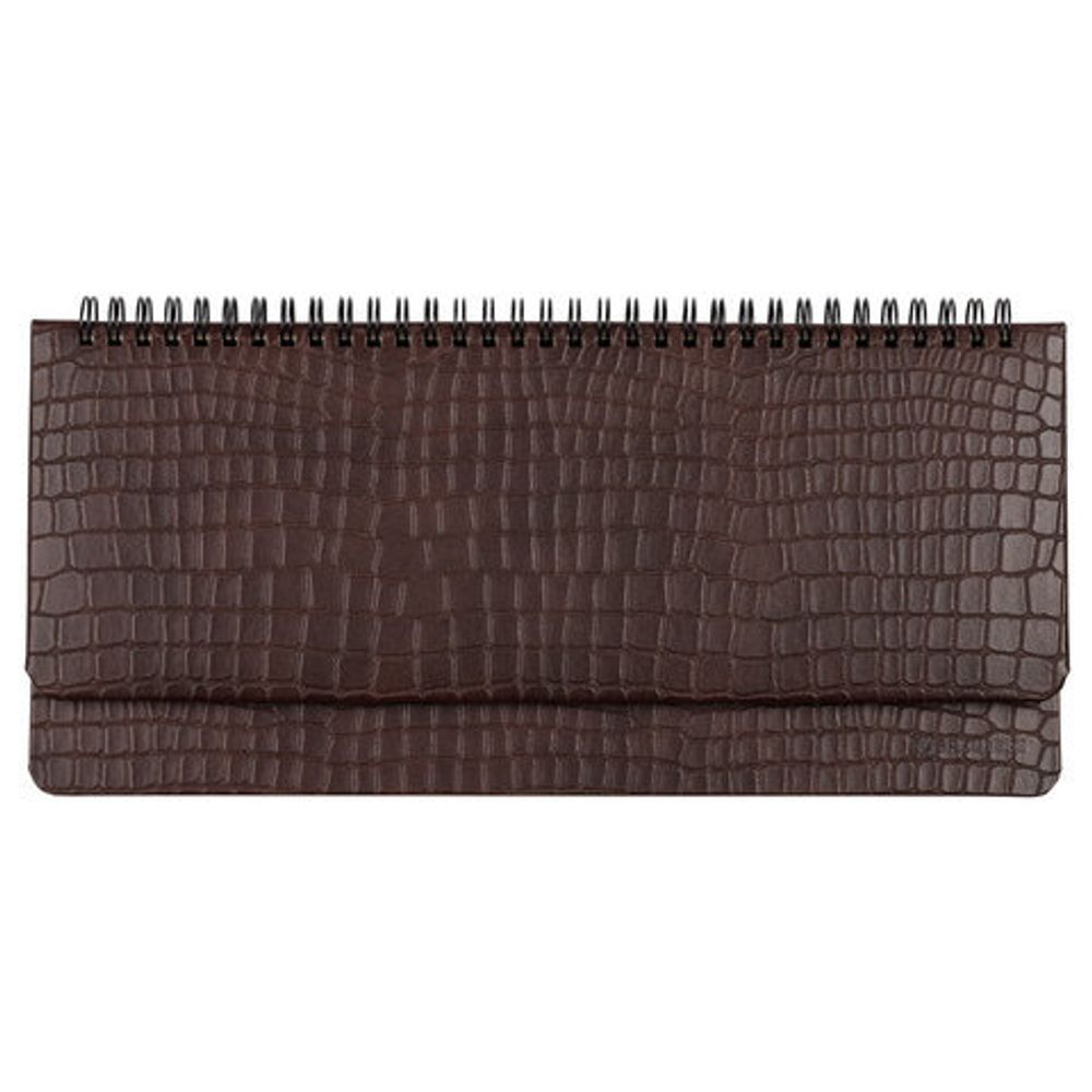 Планинг настольный недатированный (305x140 мм) BRAUBERG "Alligator", кожзам, 60 л., темно-коричневый, 25880, 125880