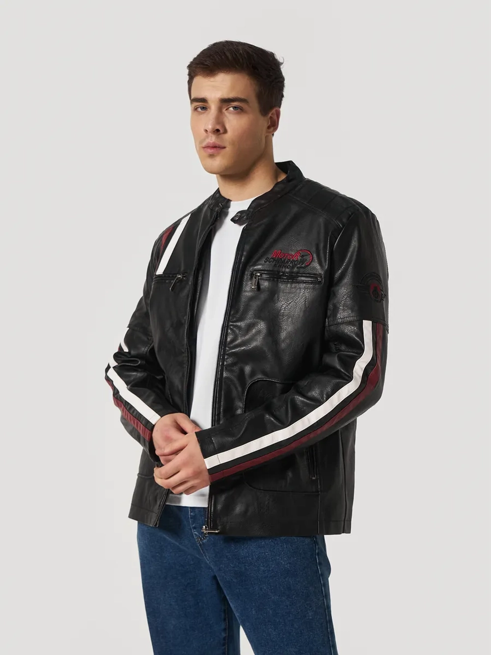 Кожаная мото куртка