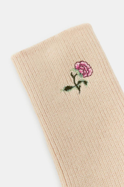 ZARA КОМБИНИРОВАННЫЕ КОЖАНЫЕ ПЕРЧАТКИ С ЦВЕТОЧНОЙ ВЫШИВКОЙ, БОРДОВЫЙ