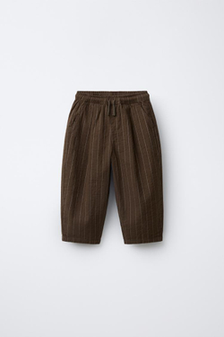 ZARA БРЮКИ В ПОЛОСКУ, КОРИЧНЕВЫЙ