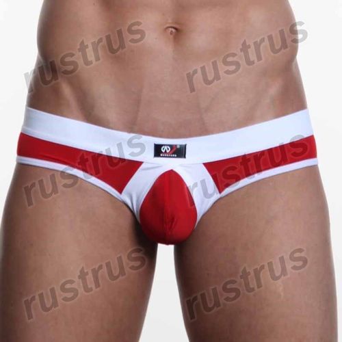 Мужские трусы брифы красные с белой резинкой WANGJIANG WG00033