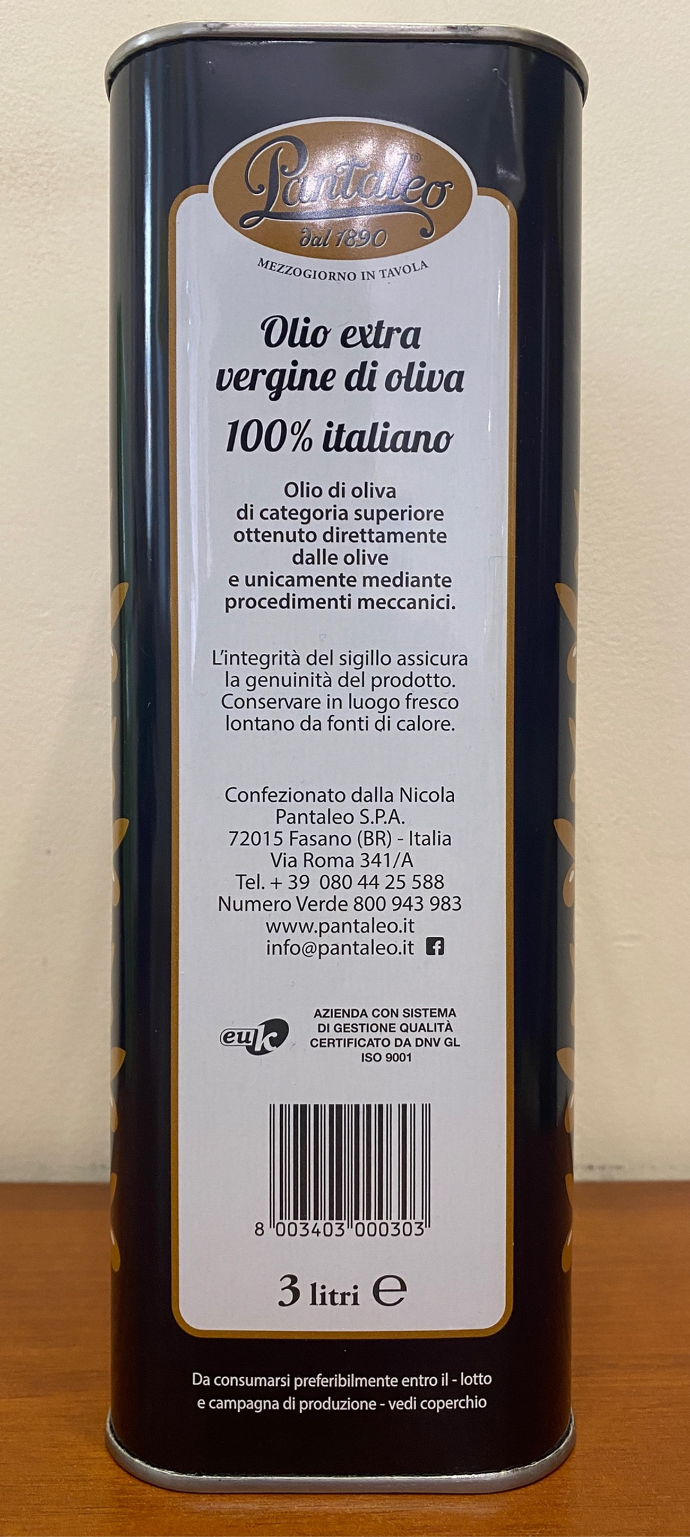 Оливковое масло PANTALEO 100% Italiano Selezione Oro EXTRA VIRGIN, 3л, Италия