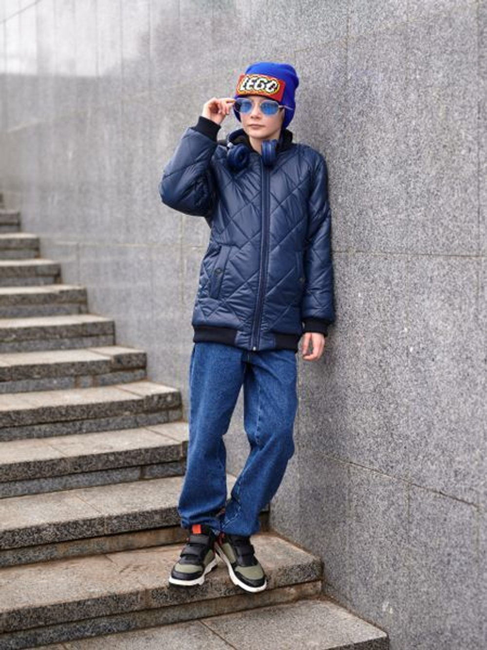 Бомбер демисезонный для мальчика "Тренд" синий