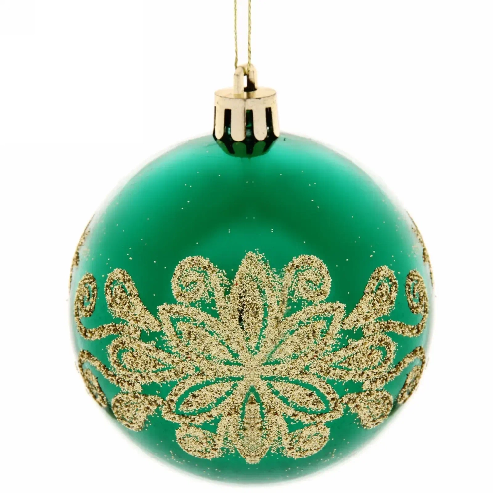 Новогодние шары 7см (набор 3 шт) «Павлиний хвост», зеленый