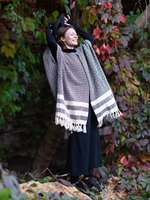 Бохо-накидка из фактурного хлопка (черный с полосами/ромб)