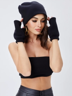 Шапка бини с начесом для хвоста, дред и кос