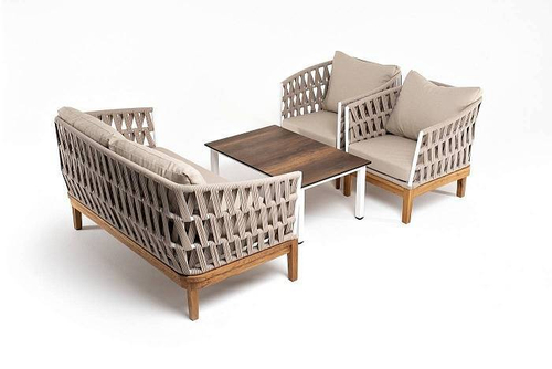 "Диего" обеденная группа на 4 персоны со столиком "дуб", цвет бежевый