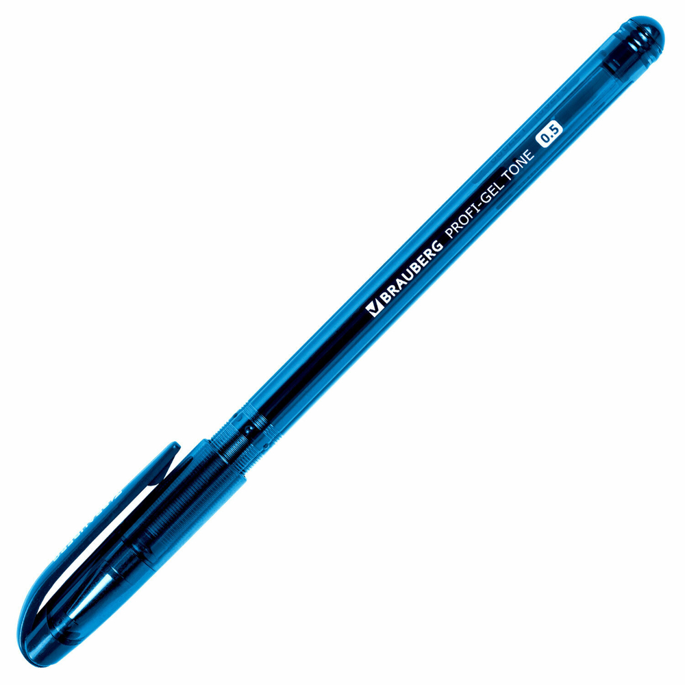 Ручка гелевая BRAUBERG "Profi-Gel TONE", СИНЯЯ, линия письма 0,4 мм, стандартный наконечник 0,5 мм, тонированный корпус, 144128