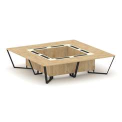 Steel Meet Стол переговорный квадратный KM-PR.B.SP-16K Тиквуд Светлый/Ваниль Глянец/Металл Черный 32