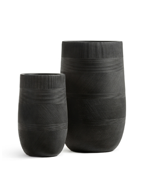 Кашпо TREEZ ERGO - серия Graphics - Высокая округлая чаша - Чёрный графит