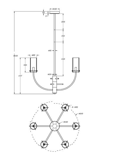 Подвесной светильник Maytoni MOD223PL-06BS