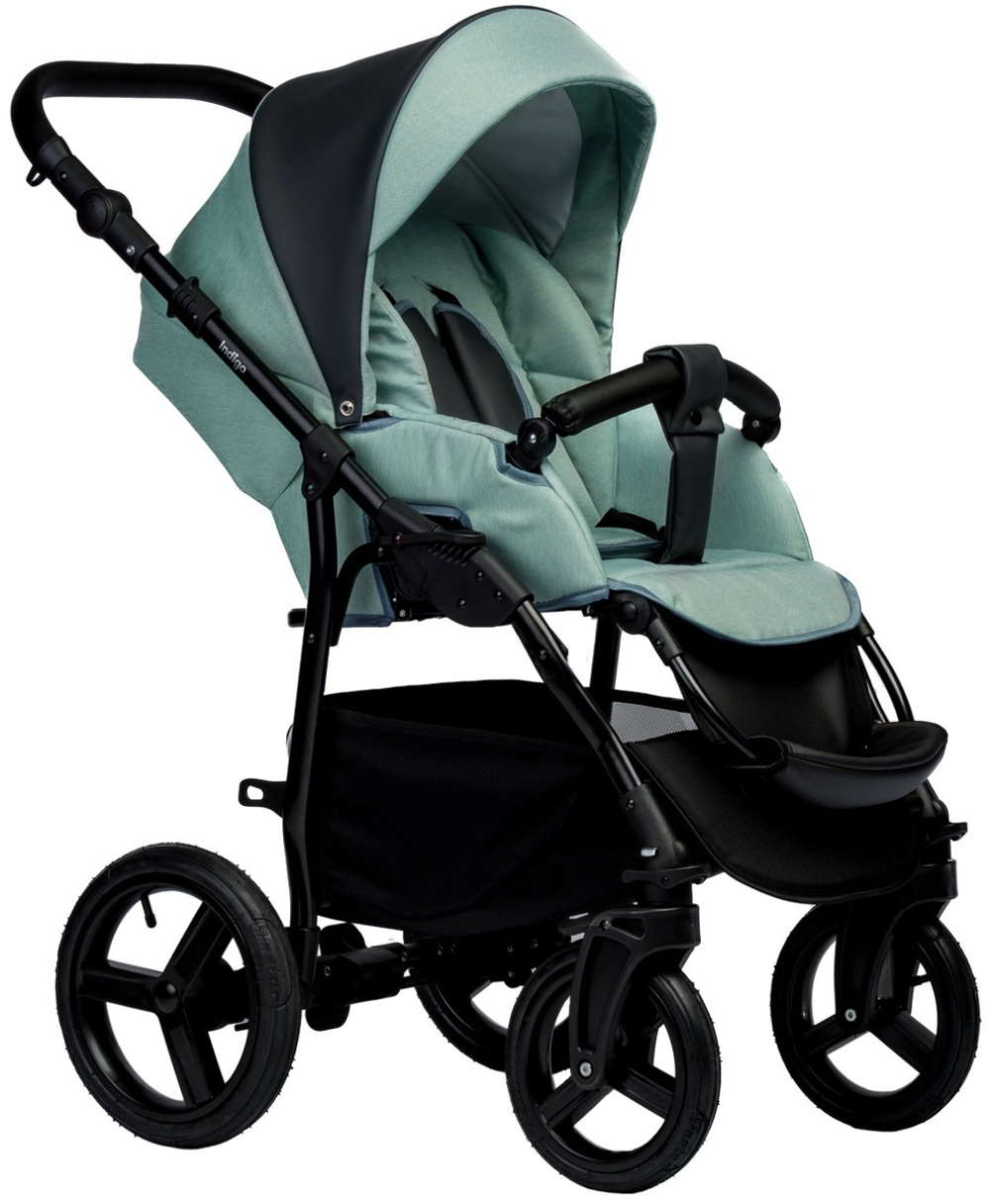 Детская коляска Indigo Impulse Eco 3 в 1 с автокреслом Avionaut Cosmo Beige Ie07 серая кожа/шалфей