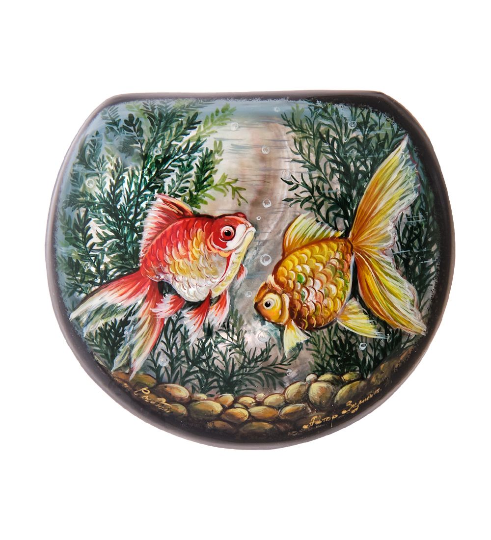Народные промыслы ШК-55/ 23-A Шкатулка «Рыбки» авт. Земина