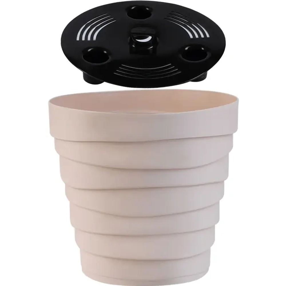 Кашпо для цветов пластиковое 2,25л d-18см «Бархан» Кремовый