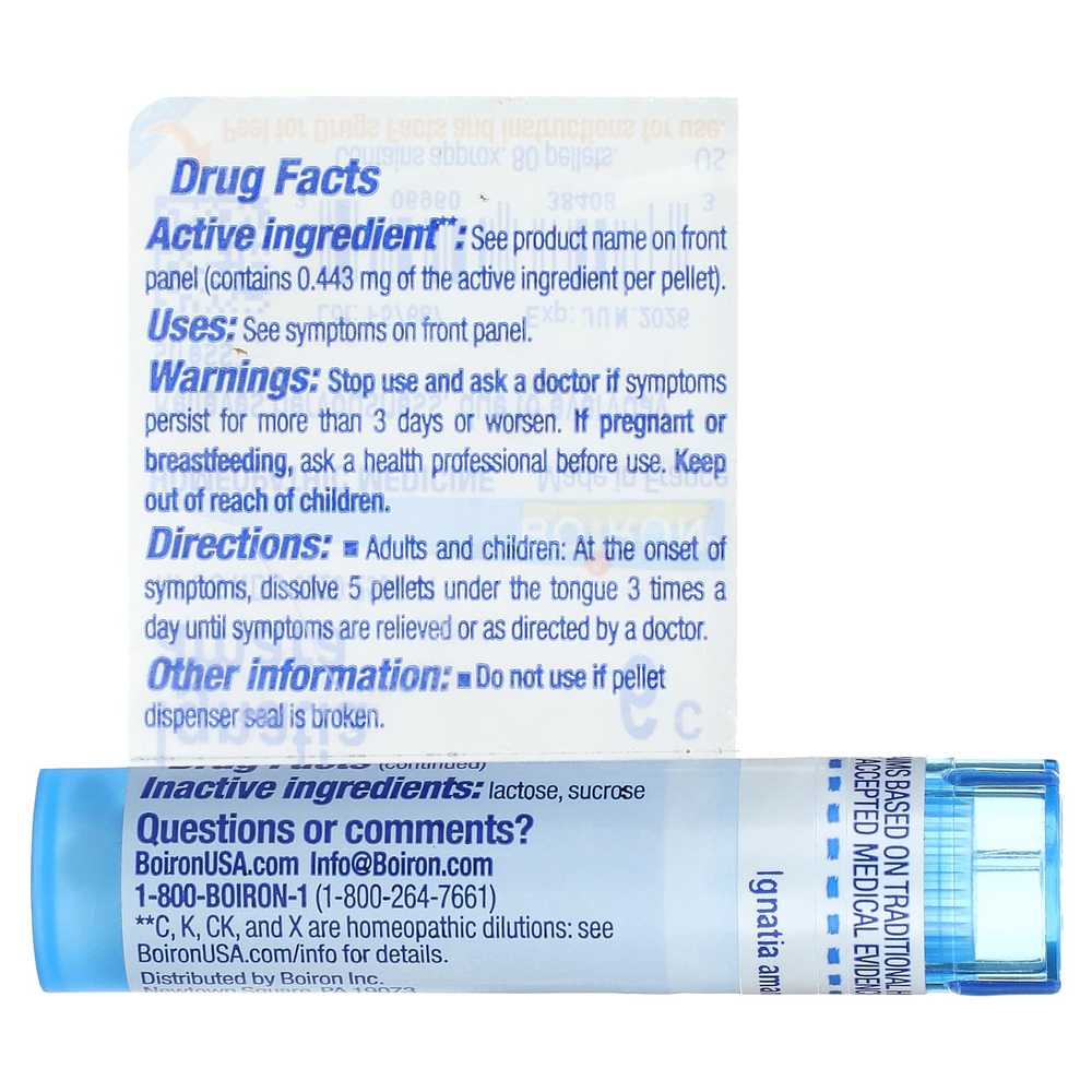 Boiron, Ignatia Amara, 6C, средство от стресса, примерно 80 гранул