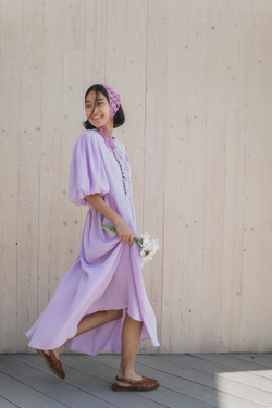 Косынка кроше из органического хлопка сиреневого цвета