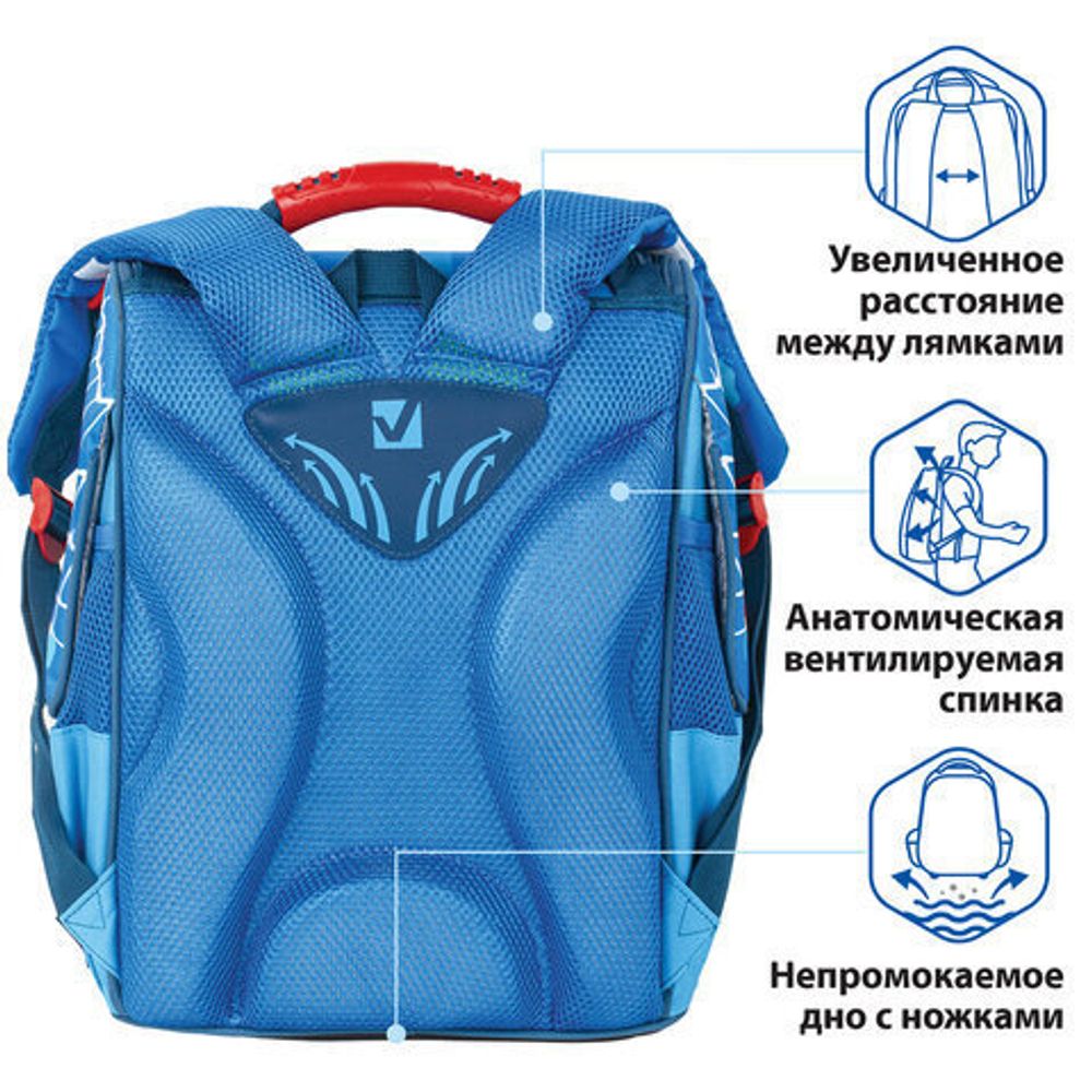 Ранец BRAUBERG STYLE c эргономичной спинкой, "Goal", 35х28х18 см, 229927