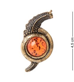 AM-2239 Брошь «Улитка Моника» (латунь, янтарь)