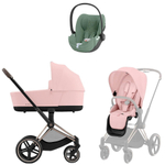 Коляска Cybex Priam IV Rosegold complete Cloud T Leaf Green Plus Base T 3 в 1 Peach Pink