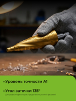 URAGAN 6-30мм, 13 ступеней, винтовая спираль, сверло ступенчатое (29658-6-30-13)