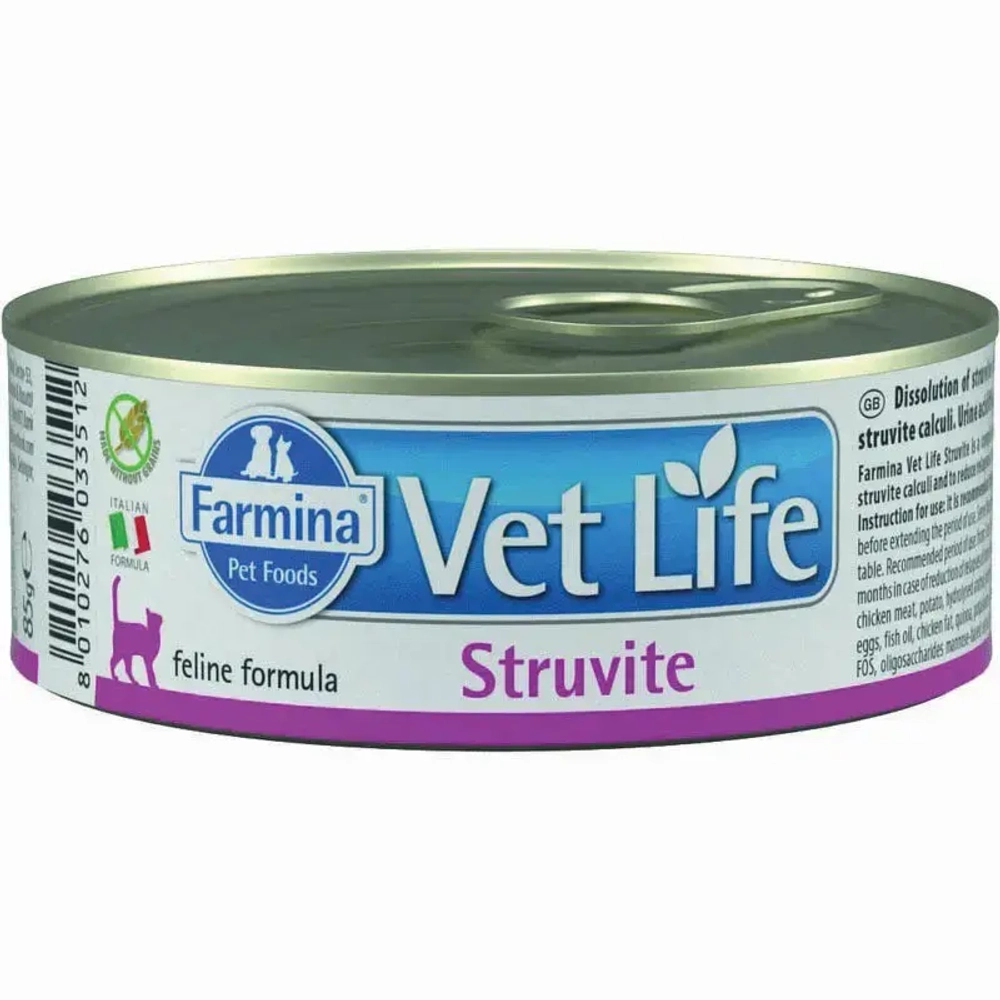 Farmina vet life cat struvite влажный корм для взрослых кошек при мкб струвитного типа с курицей - 85 г