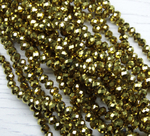 БЛ002НН34 Хрустальные бусины "рондель", цвет: золото металлик, размер 3х4 мм, кол-во: 95-100 шт.